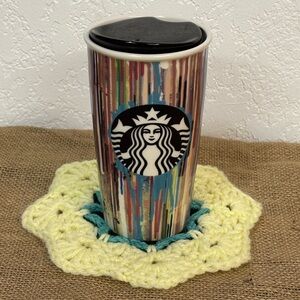 Starbucks | Ceramic Travel Tall Tumbler with Ceramic Lid | Paint Drip Design